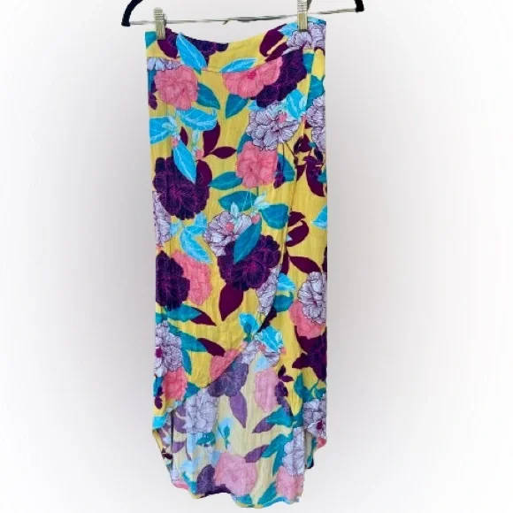 Express Tropical Floral High Low Flowly Maxi Skirt NWOT - Picture 5 of 10
